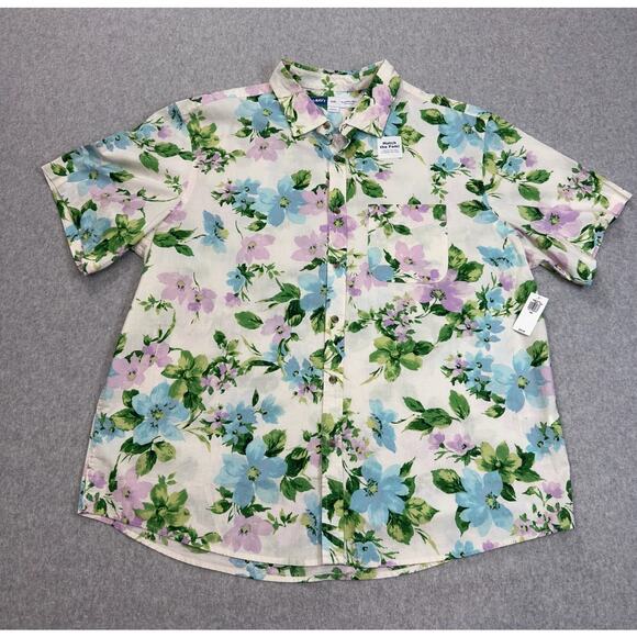 Old Navy Shirt Mens 2XL Everyday Party Regular Fit Tropical Floral Button Front - Picture 1 of 11